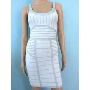 Arden B Women's Dress White Silver Sleeveless Pencil Stretch Bodycon Bandage S